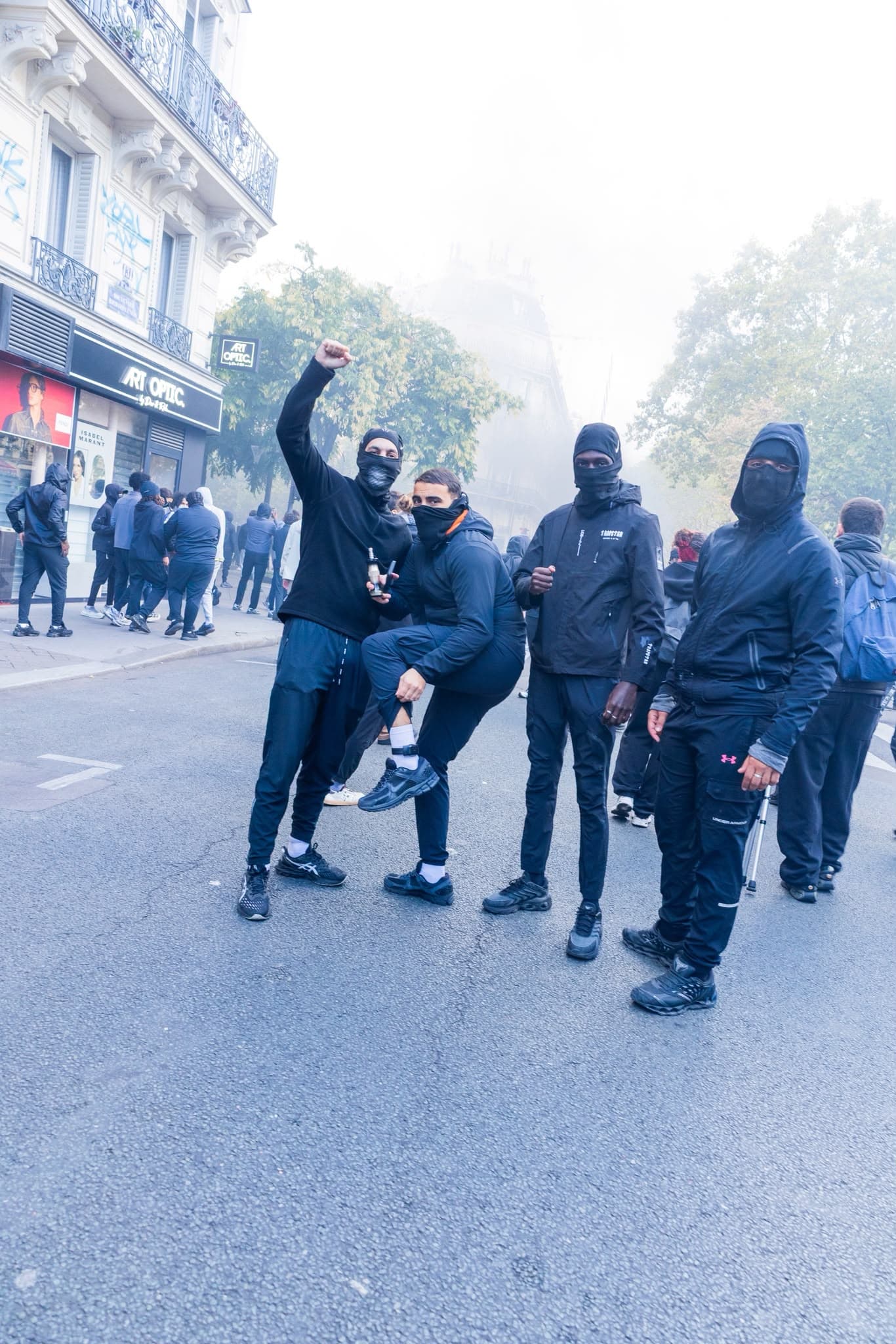 masked protestors